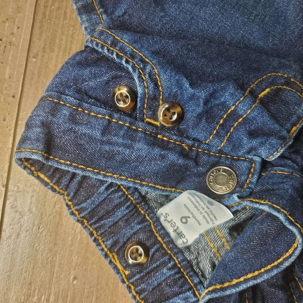 Carter's Baby Boy Dark Wash Denim Blue Jeans Size 9m 100% Cotton NWOT